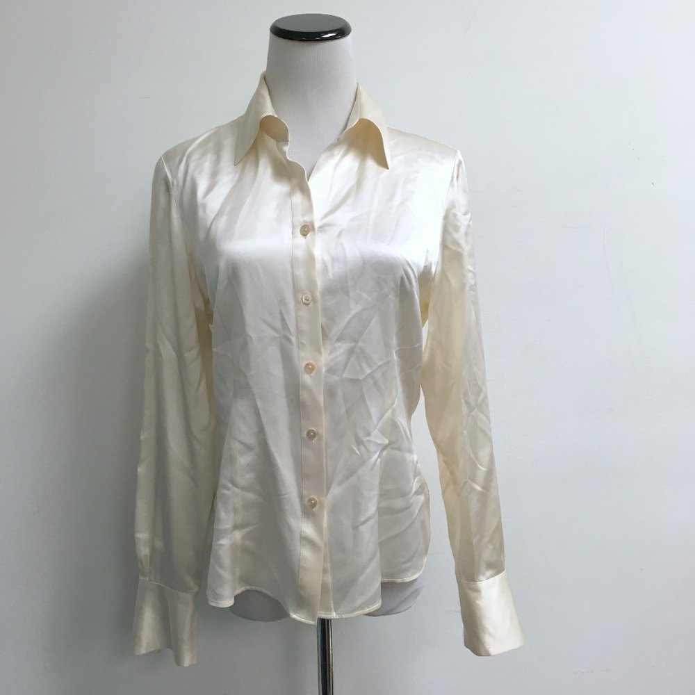 Brooks Brothers silk button up long sleeve shirt blouse 6 dressy party office